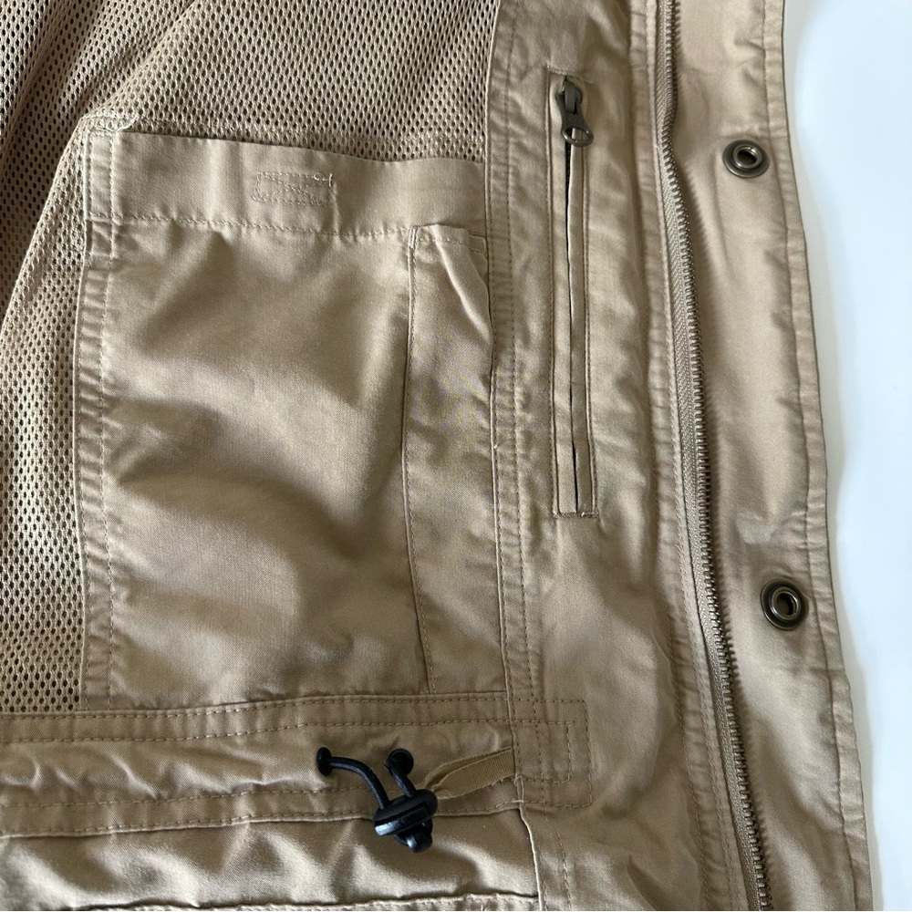 LL Bean Mens Khaki Utility Field Jacket Stowaway Hood 299789 Tan Large Regular - Picture 8 of 9